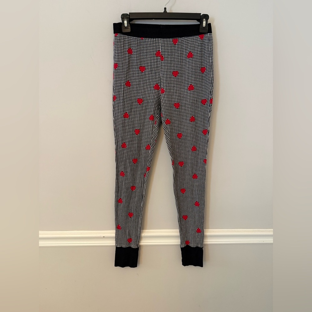 Victoria’s Secret black and white houndstooths red hearts pj pants. S